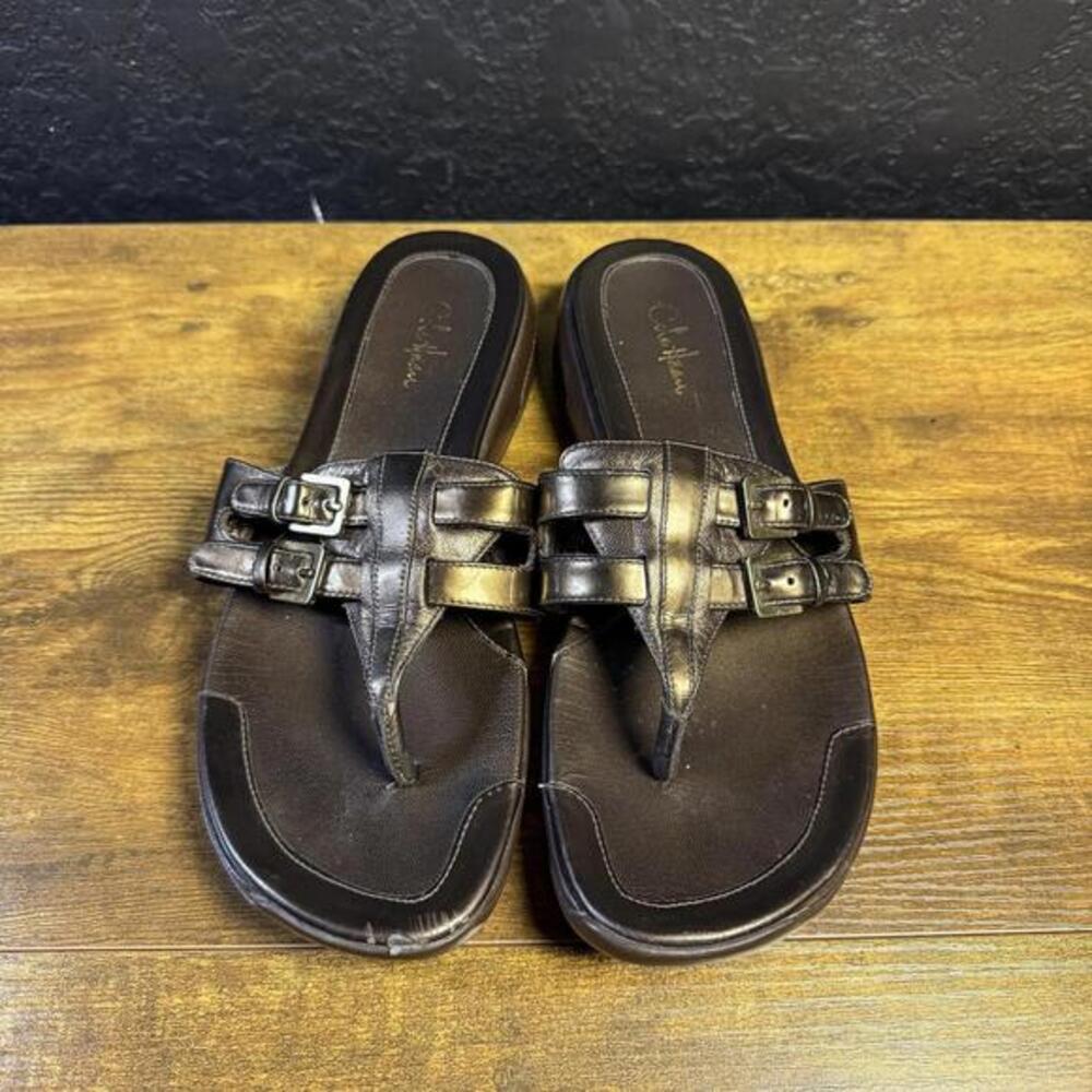 Cole Haan D24632 Bronze Leather Thong Slide Sandals Womens 8.5 B